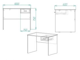 Письменный стол с ящиком Бад-1, ДСП, размер, фото