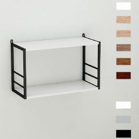 Полка для книг Стим-1 в стиле лофт, цвет основания чёрный, ДСП Белый, фото