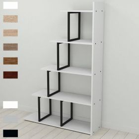 этажерка Сигма-5 в стиле лофт, цвет основания черный, ДСП Белый, фото