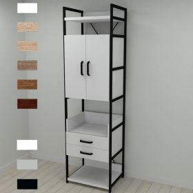 шкаф пенал Модуль-5, цвет каркаса черный, ДСП белое, фото